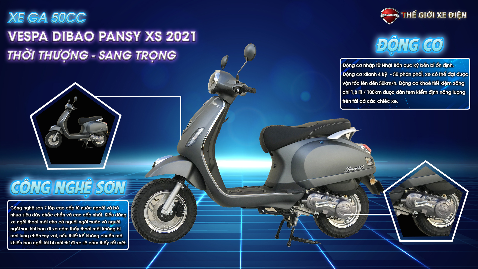 Khám phá Xe Ga 50cc VespaS Dibao Pansy XS Chất Lượng Cao siêu hot