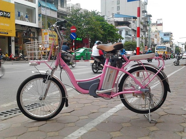 Xe đạp điện Bridgestone PKLI màu hồng, xe đạp điện Bridgestone PKLI mau hong