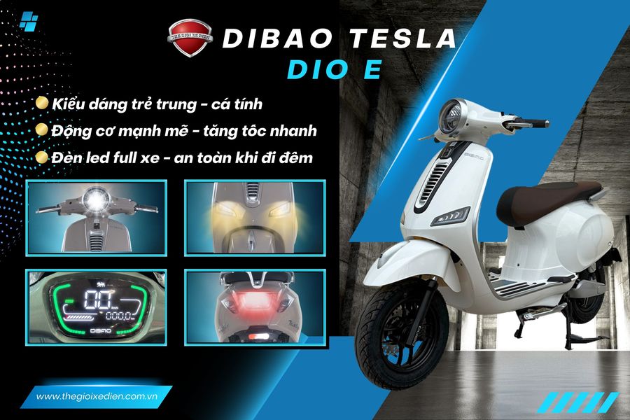 Xe Máy Điện Dibao Tesla Dio E - Phanh Đĩa Trước