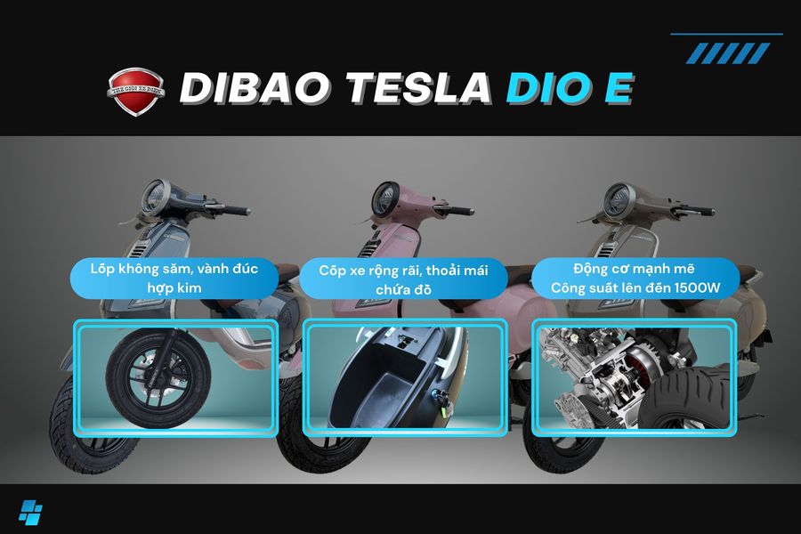 Xe Máy Điện Dibao Tesla Dio E - Phanh Đĩa Trước