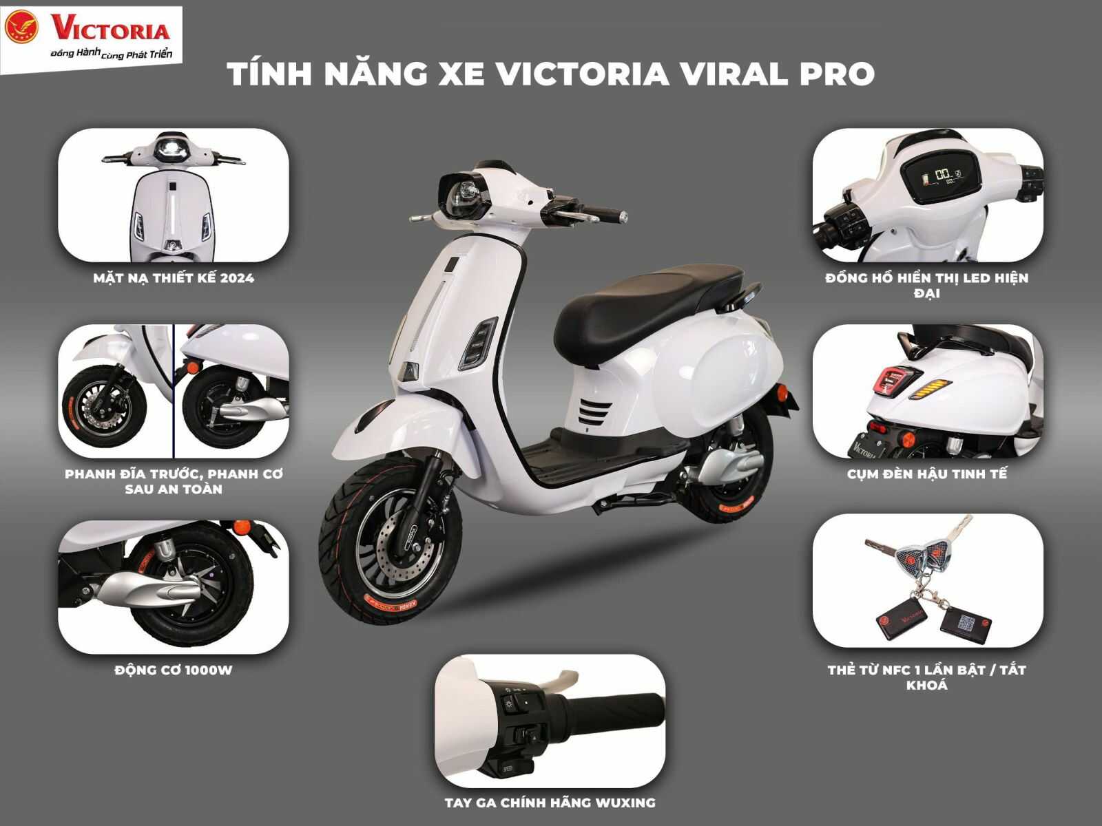 Xe máy điện Victoria Viral Pro Thẻ Từ NFC Xe máy điện Victoria Viral Pro Thẻ Từ NFC