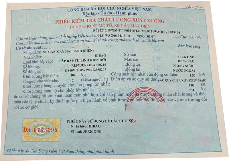 đăng kiểm xe điện jeek one đăng kiểm xe điện jeek one