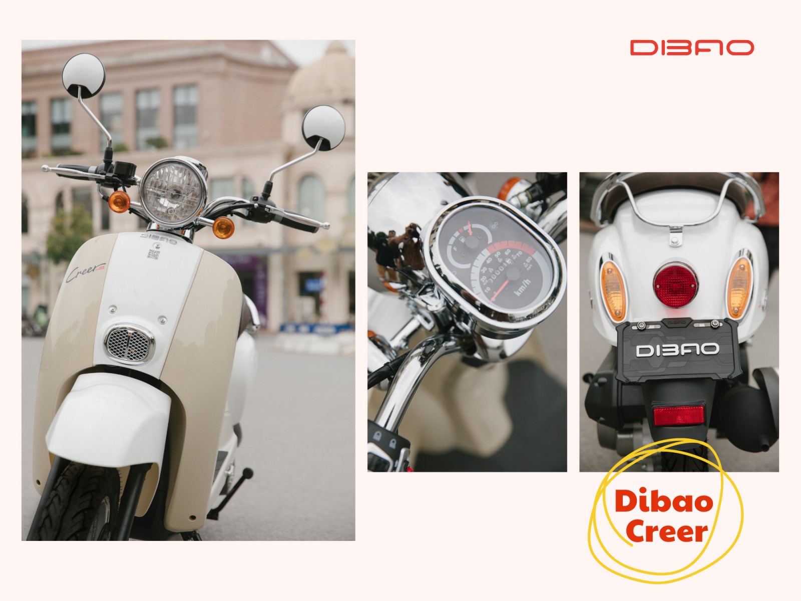 Xe máy ga 50cc Dibao Creer mang phong cách cổ điển