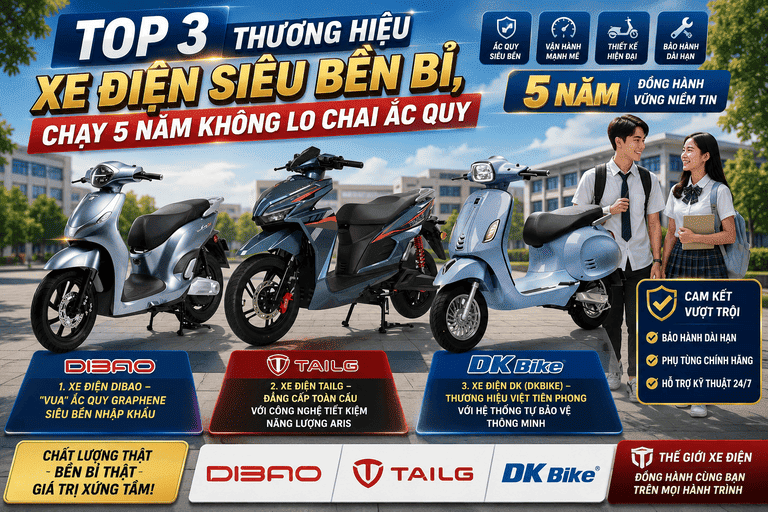 Top 3 Thương Hiệu Xe Điện Siêu Bền Bỉ, Chạy 5 Năm Không Lo Chai Ắc Quy