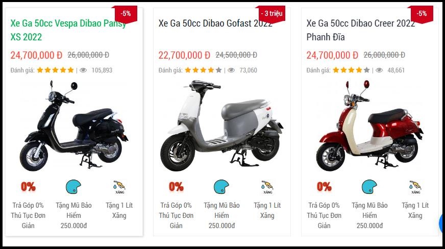 Cập nhập bảng giá xe 50cc Dibao mới nhất cuối năm 2022 | xedien.com.vn